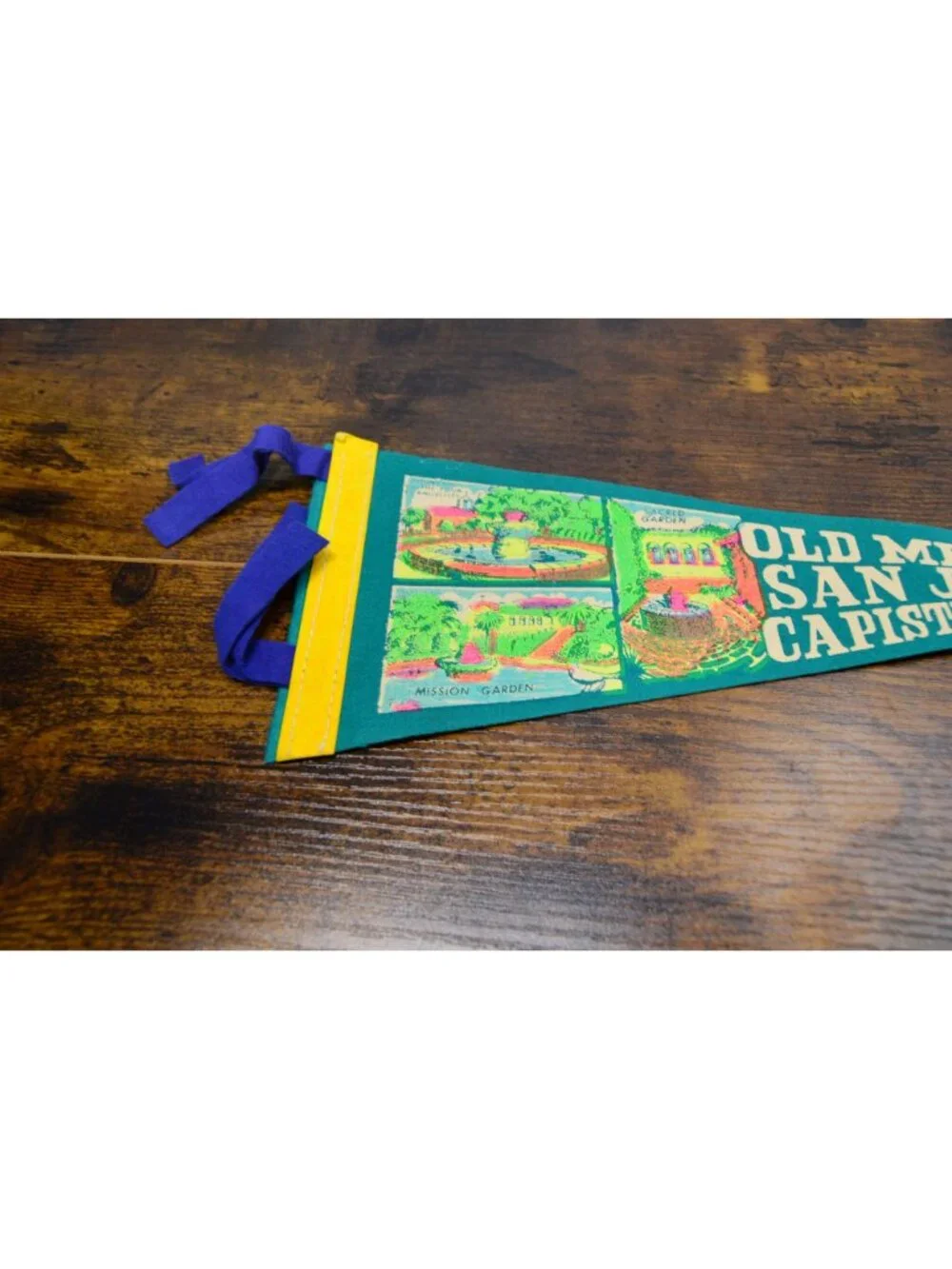 Old Mission San Juan Capistrano Souvenir Felt Pennant Vintage 12 inches